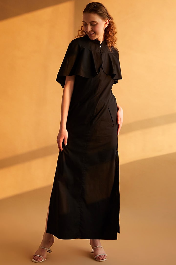 Black Cotton Maxi Dress by House of MANAA