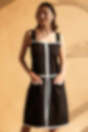 Black Cotton Knee Length Summer Dress by House of MANAA at Pernia's Pop Up Shop