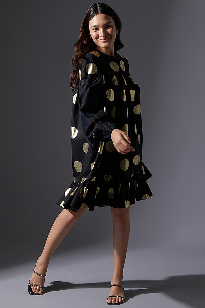 Black Cotton Knee Length Summer Dress by House of MANAA at Pernia's Pop Up Shop