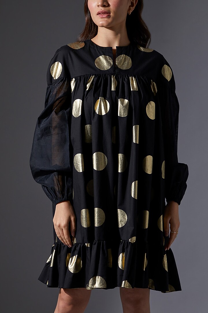Black Cotton Knee Length Summer Dress by House of MANAA at Pernia's Pop Up Shop
