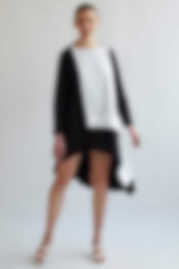 White & Black Cotton Asymmetrical Summer Dress by House of MANAA at Pernia's Pop Up Shop