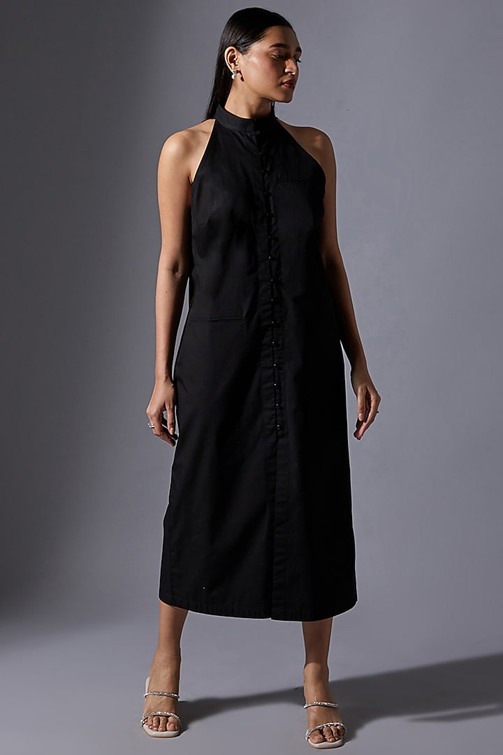 Black Cotton Dress Design by House of MANAA at Pernia's Pop Up