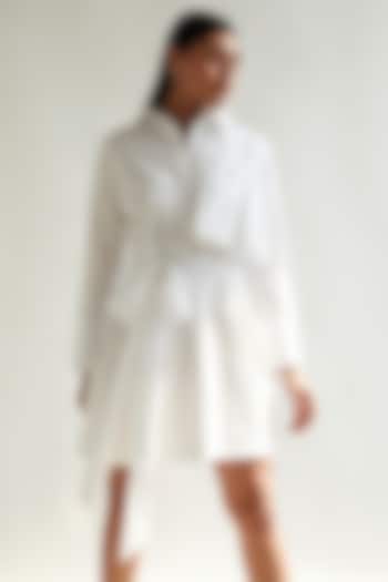 White Cotton Asymmetrical Dress by House of MANAA