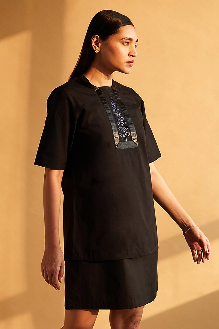 Black Cotton Embroidered Summer Dress by House of MANAA at Pernia's Pop Up Shop