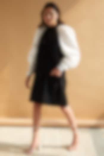 Black & White Cotton Knee Length Summer Dress by House of MANAA at Pernia's Pop Up Shop
