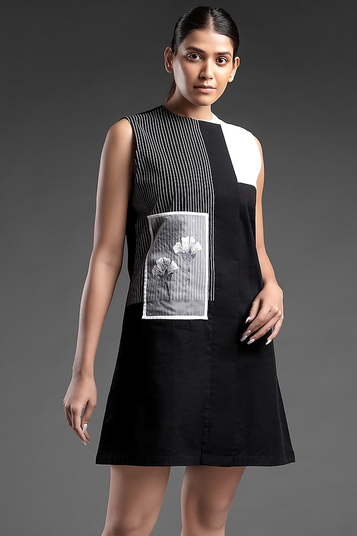 Black Cotton Handpainted Dress by House of MANAA