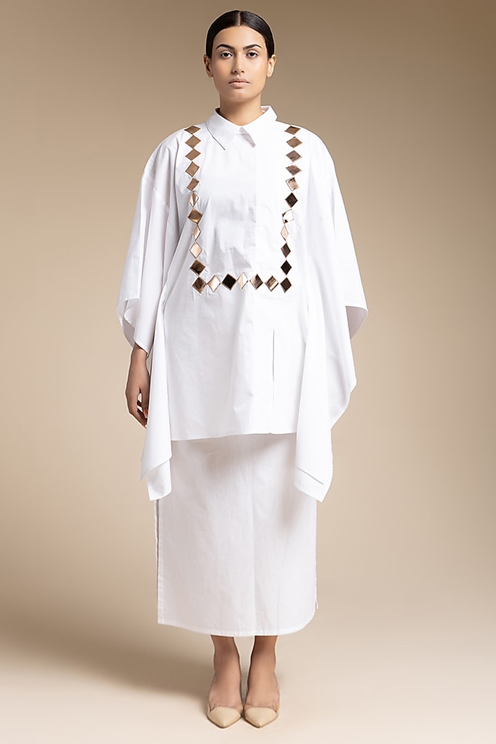 White Cotton Skirt Set by House of MANAA
