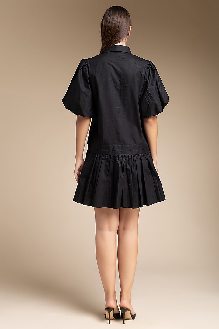 Black Cotton Gathered Summer Dress by House of MANAA at Pernia's Pop Up Shop
