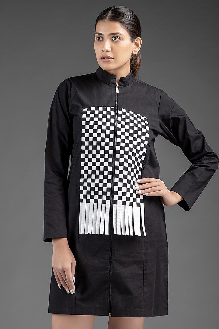 Black Handcrafted Cotton Jacket Summer Dress by House of MANAA at Pernia's Pop Up Shop