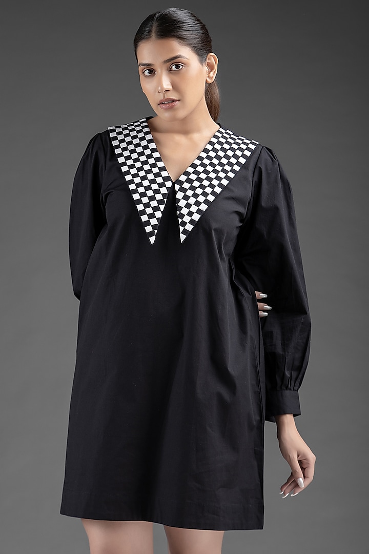 Black Cotton Knee Length Dress By House Of Manaa At Pernia S Pop Up Shop 2025