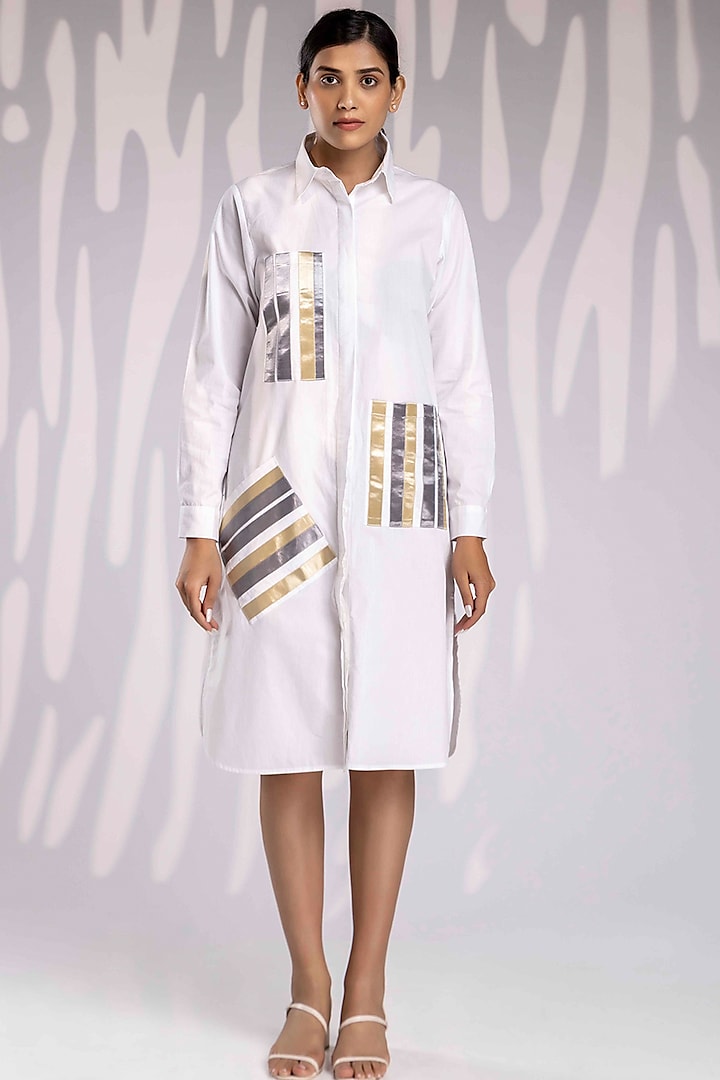 White Cotton Shirt Dress by House of MANAA