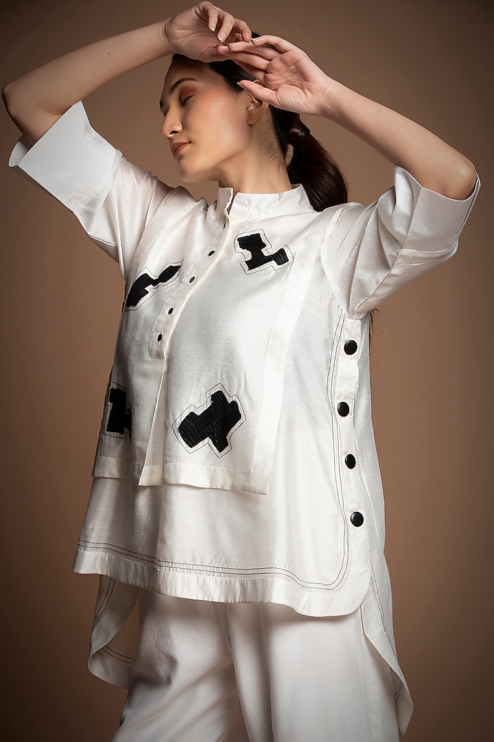 White Chanderi Silk Co-Ord Set by House of MANAA at Pernia's Pop Up Shop