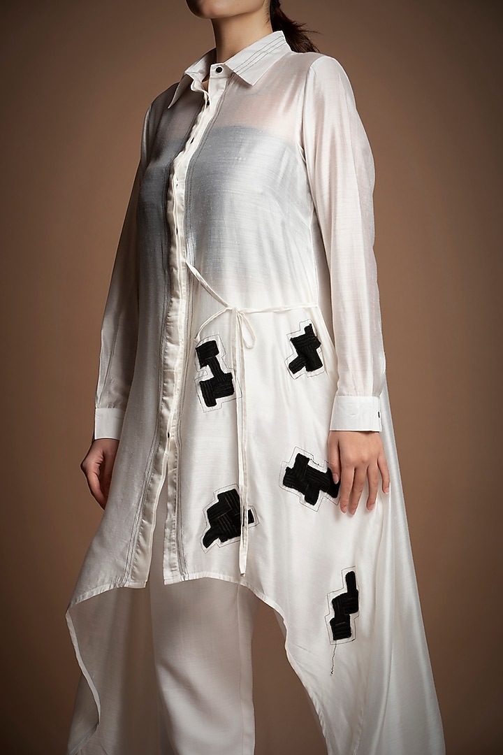 White Silk Chanderi Co-Ord Set by House of MANAA at Pernia's Pop Up Shop