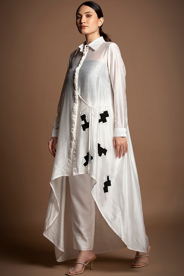 White Silk Chanderi Co-Ord Set by House of MANAA at Pernia's Pop Up Shop