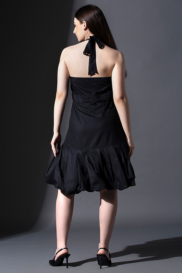 Black Pure Cotton Knee-Length Gathered Summer Dress by House of MANAA at Pernia's Pop Up Shop