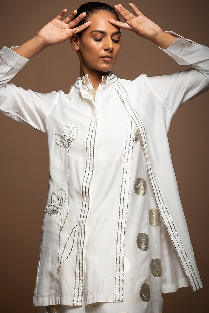 White Chanderi Silk Co-Ord Set by House of MANAA at Pernia's Pop Up Shop