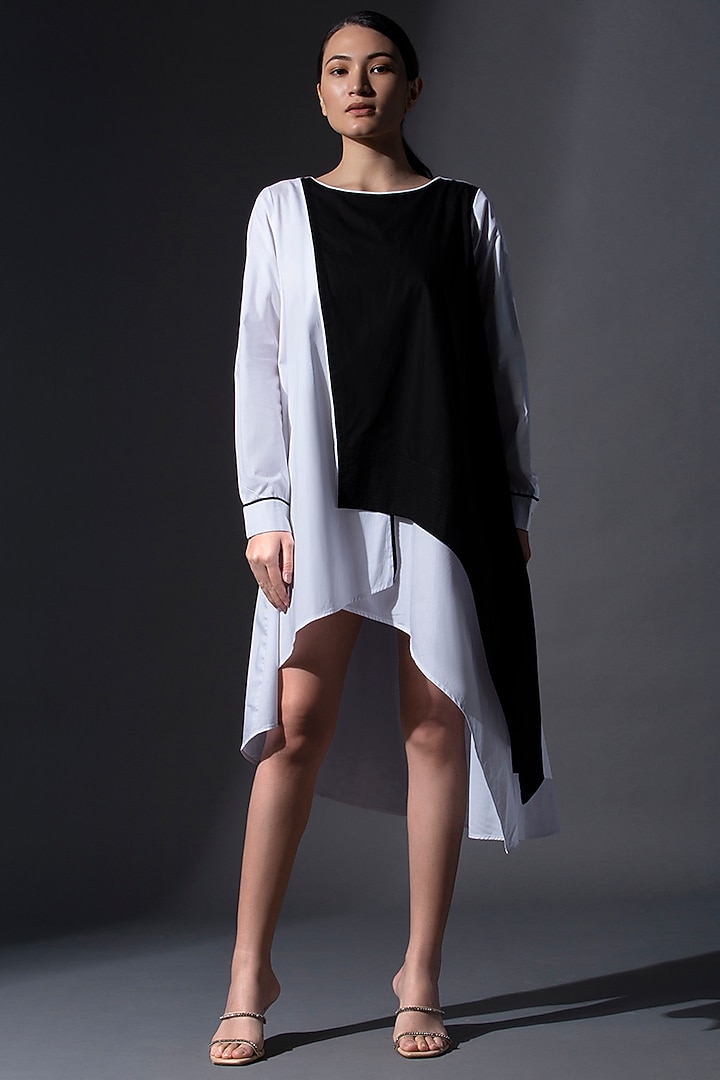 White Pure Cotton Asymmetric High-Low Wrap Summer Dress by House of MANAA at Pernia's Pop Up Shop