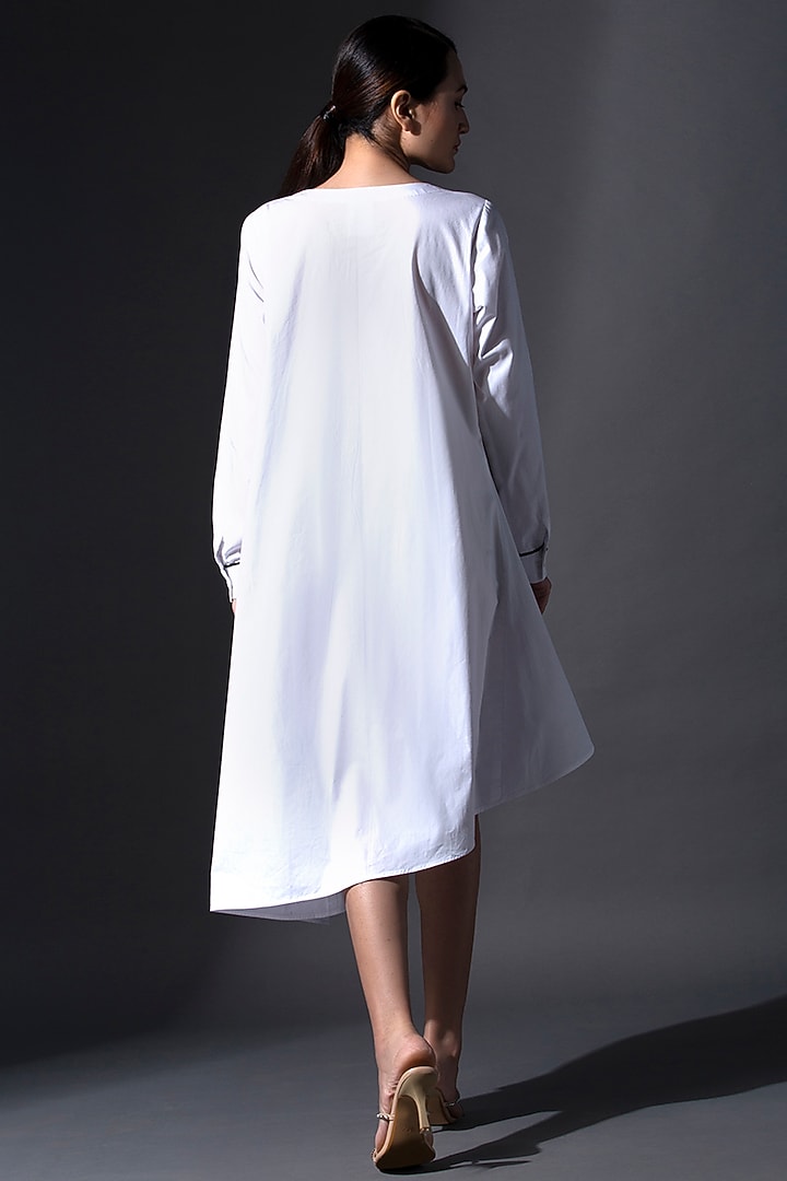 White Pure Cotton Asymmetric High-Low Wrap Summer Dress by House of MANAA at Pernia's Pop Up Shop