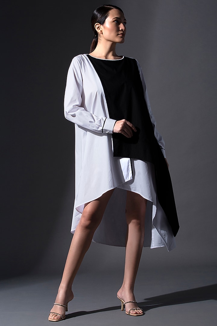 White Pure Cotton Asymmetric High-Low Wrap Summer Dress by House of MANAA at Pernia's Pop Up Shop