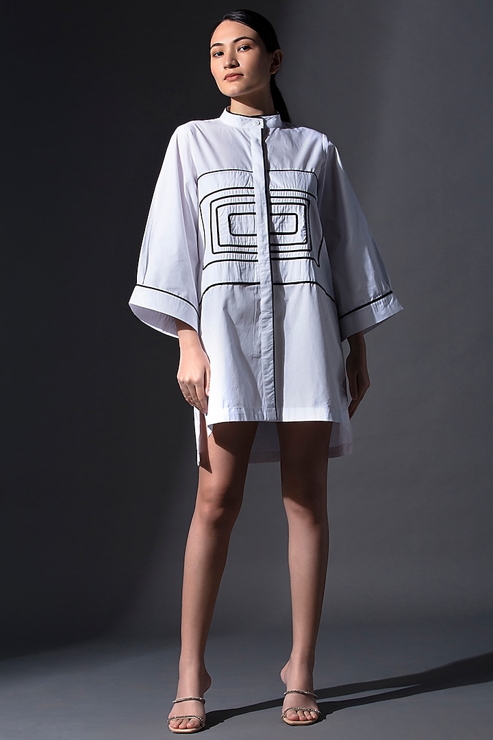 White Pure Cotton High-Low Shirt Dress by House of MANAA at Pernia's Pop Up Shop