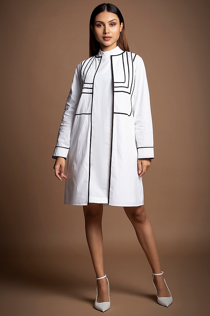 White Pure Cotton Jacket Dress by House of MANAA