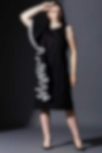 Black Pure Cotton Sleeveless Ruffled Dress by House of MANAA at Pernia's Pop Up Shop