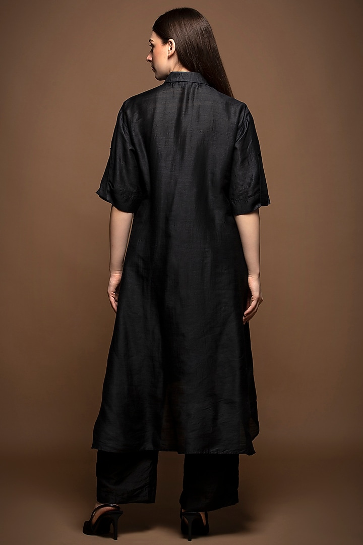 Black Viscose Silk Sequins Embroidered Tunic Set by House of MANAA at Pernia's Pop Up Shop