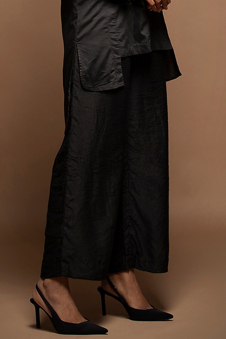 Black Viscose Silk Cutdana Embroidered Tunic Set by House of MANAA at Pernia's Pop Up Shop