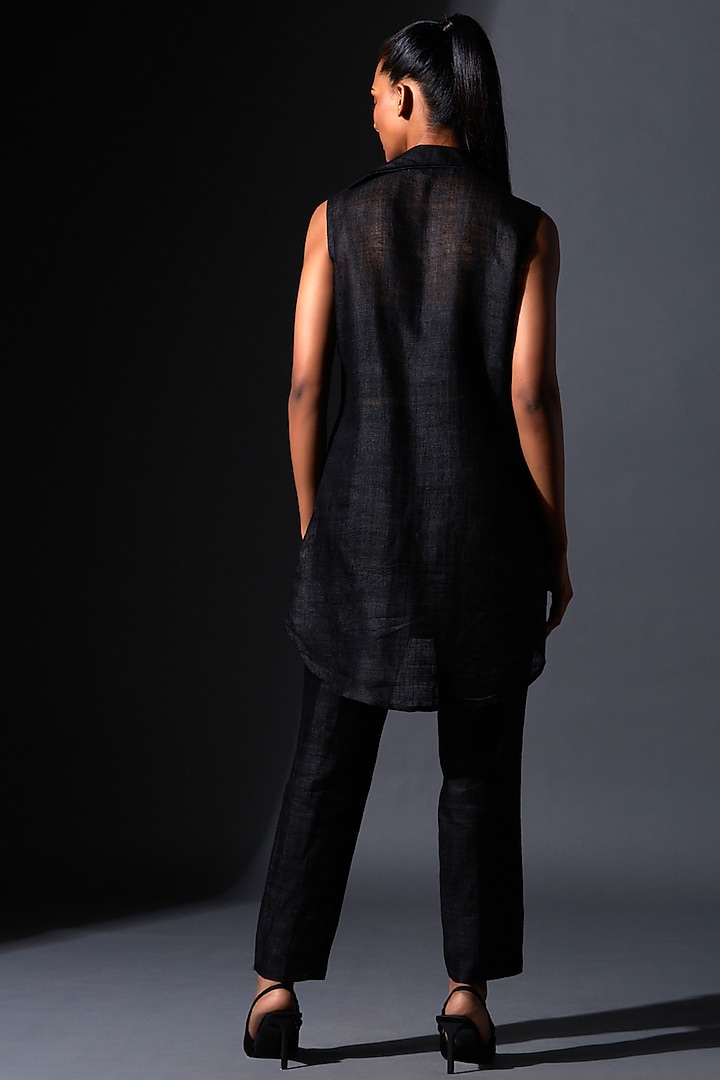 Black Viscose Silk Hand Embroidered Tunic Set by House of MANAA at Pernia's Pop Up Shop