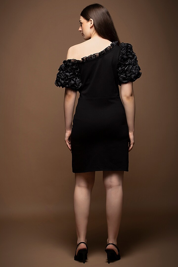 Black Roma One Shoulder Knee-Length Summer Dress by House of MANAA at Pernia's Pop Up Shop