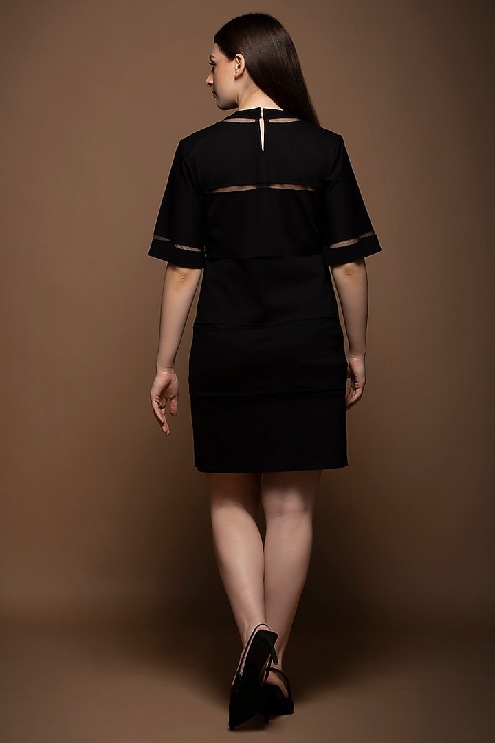 Black Roma & Net Knee-Length Knitted Summer Dress by House of MANAA at Pernia's Pop Up Shop
