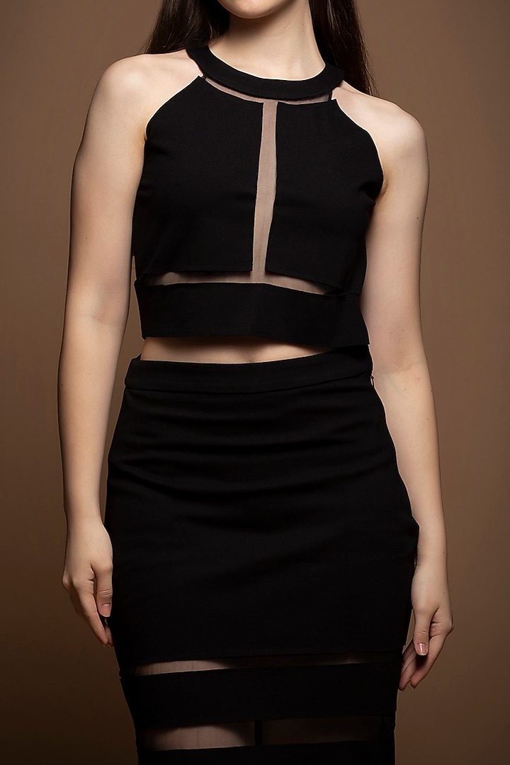 Black Roma & Net Knee-Length Skirt Set by House of MANAA at Pernia's Pop Up Shop