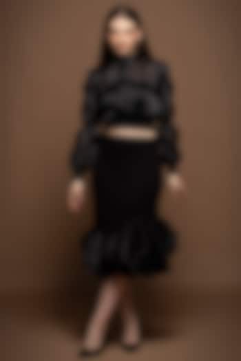 Black Roma & Organza Knitted Skirt Set by House of MANAA at Pernia's Pop Up Shop