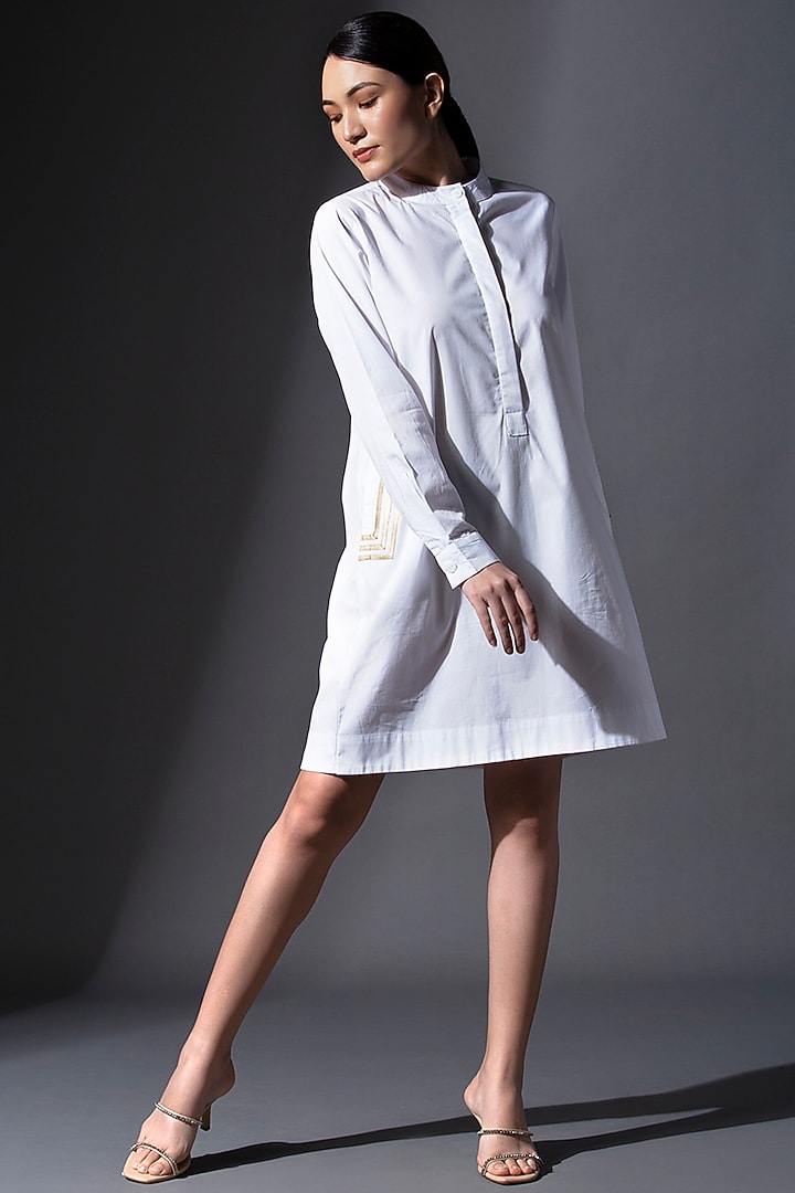 White Pure Cotton Summer Shirt Dress by House of MANAA at Pernia's Pop Up Shop