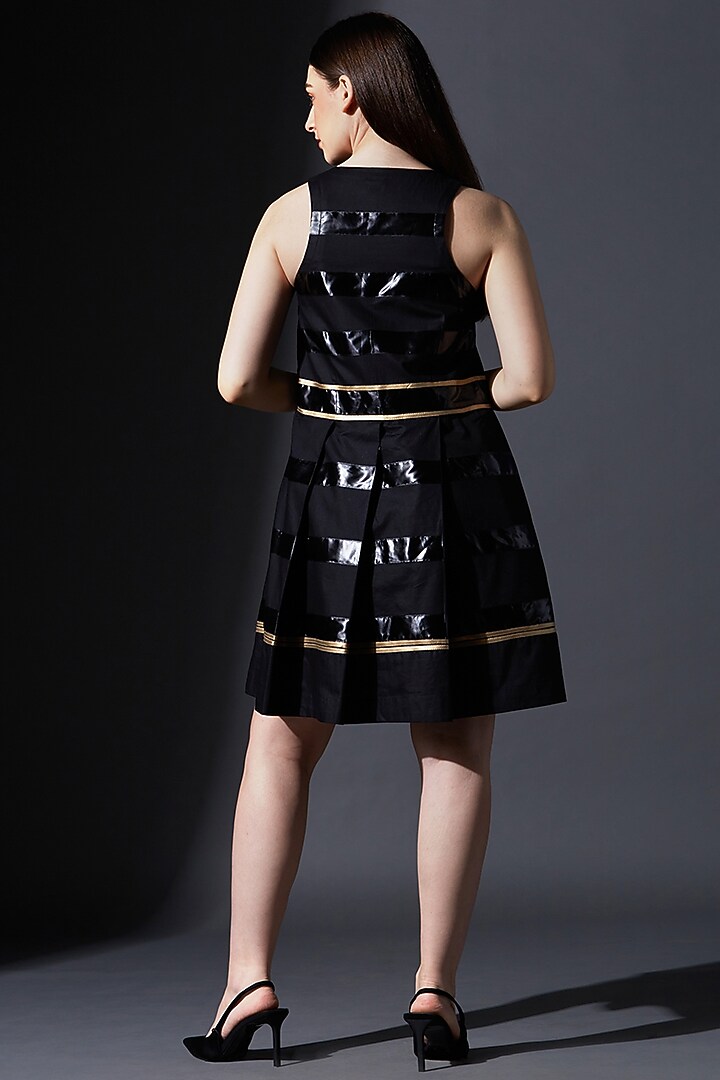 Black Pure Cotton Pleated Summer Dress by House of MANAA at Pernia's Pop Up Shop