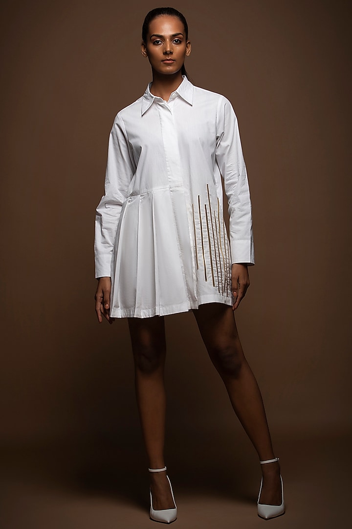 White Pure Cotton Shirt Dress by House of MANAA