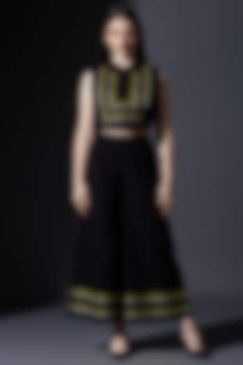 Black Pure Cotton Palazzo Pant Set by House of MANAA at Pernia's Pop Up Shop