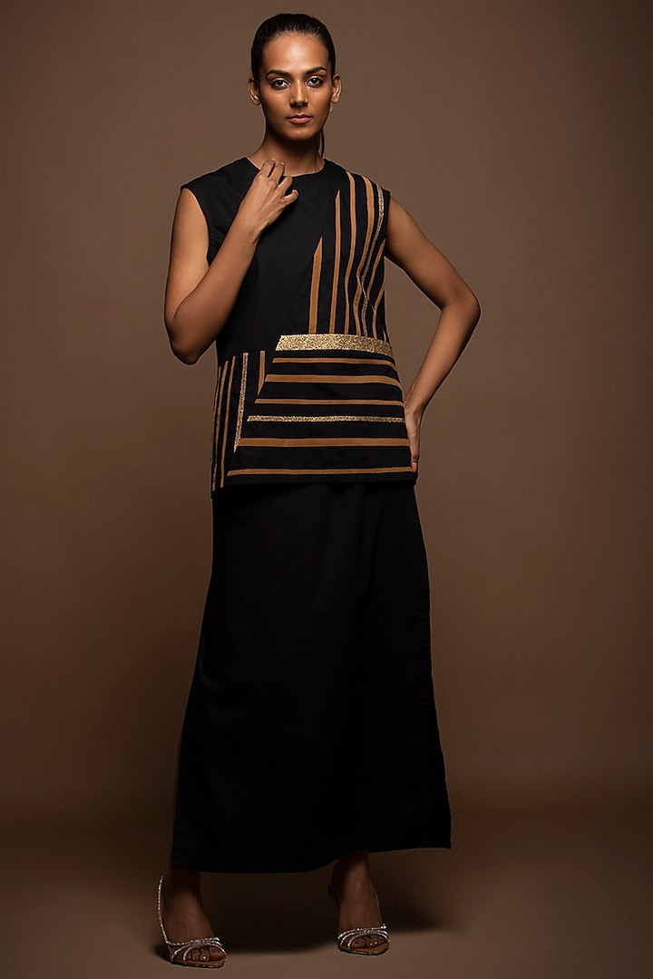 Black Pure Cotton Skirt Set by House of MANAA at Pernia's Pop Up Shop