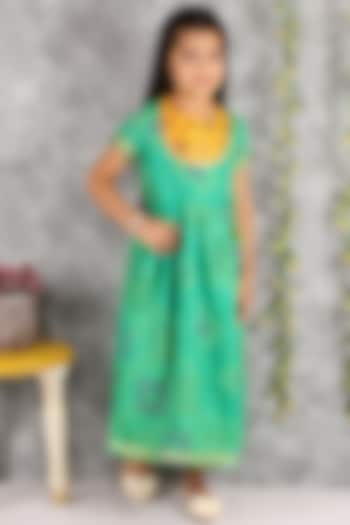 Green Kota Silk Maxi Dress For Girls by M'andy at Pernia's Pop Up Shop