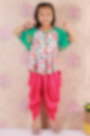 Pink Cotton Printed Dhoti Set For Girls by M'andy at Pernia's Pop Up Shop