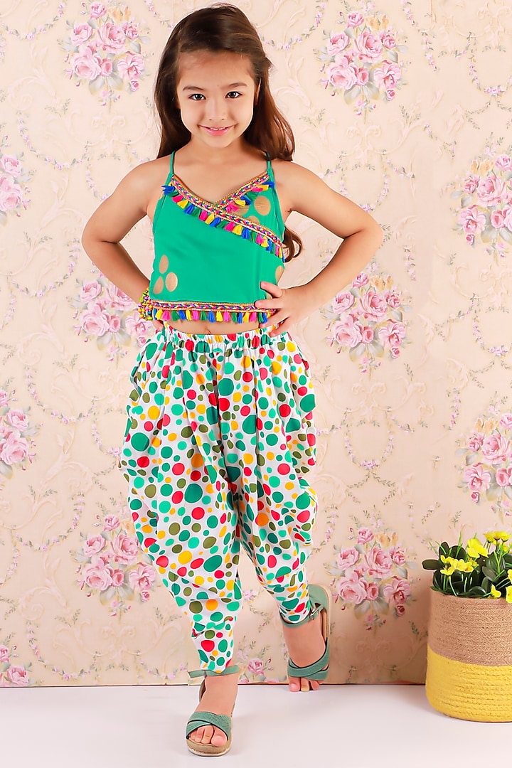 Multi-Colored Cotton Printed Dhoti Set For Girls by M'andy at Pernia's Pop Up Shop