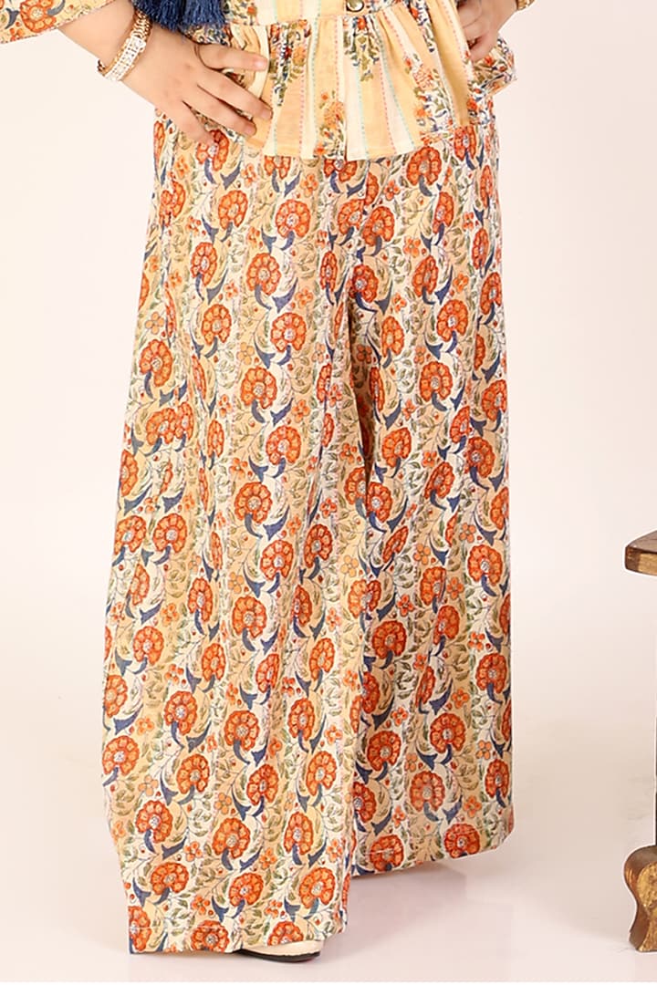 Off-White Cotton Pant Set For Girls by M'andy at Pernia's Pop Up Shop