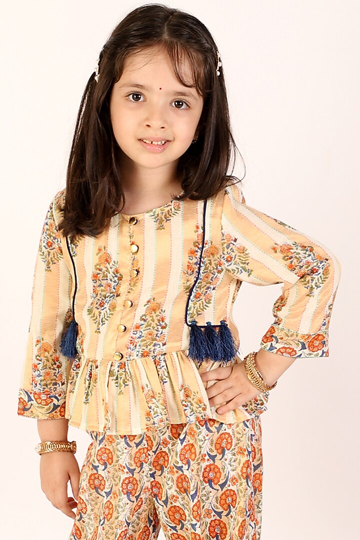 Off-White Cotton Pant Set For Girls by M'andy at Pernia's Pop Up Shop
