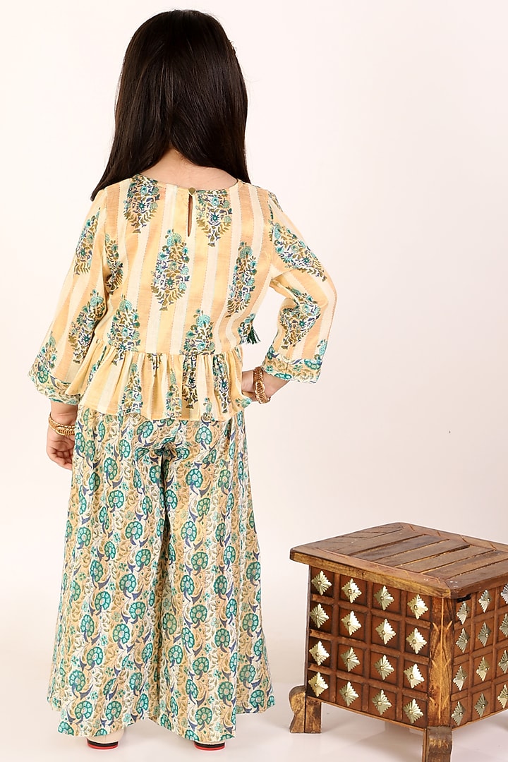 Off-White Printed Pant Set For Girls by M'andy at Pernia's Pop Up Shop