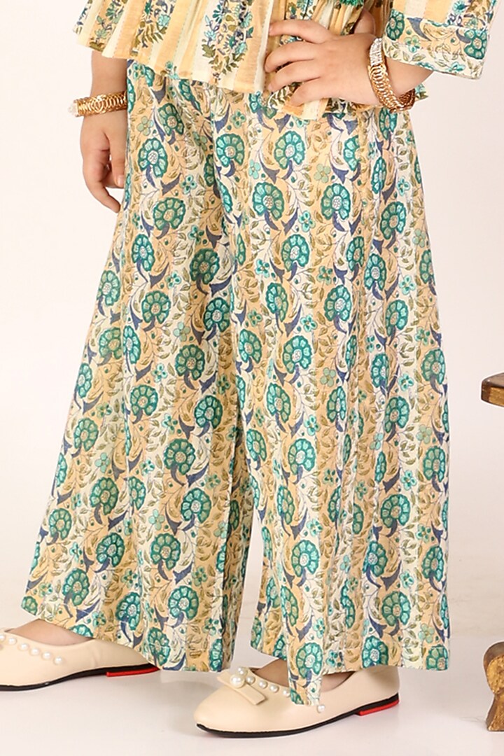 Off-White Printed Pant Set For Girls by M'andy at Pernia's Pop Up Shop