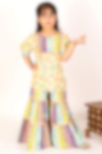 Yellow Cotton Sharara Set For Girls by M'andy