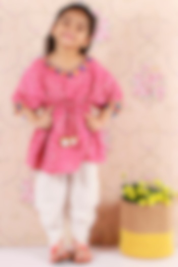 Magenta Cotton Kurta Set For Girls by M'andy