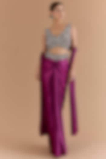 Purple Satin Draped Skirt Set by Mansi Malhotra at Pernia's Pop Up Shop