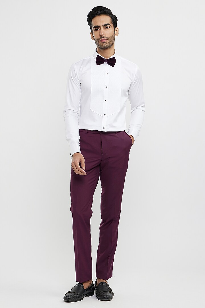 Wine Velvet Hand Embroidered Blazer Set by Twamev at Pernia's Pop Up Shop