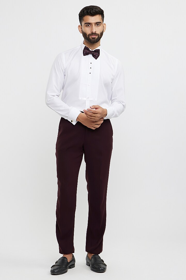 Wine Blended Rayon Hand Embroidered Blazer Set by Twamev at Pernia's Pop Up Shop
